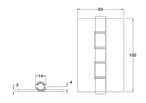 A141SNA - Aluminium Blank Butt Hinge - Undrilled - Image 2