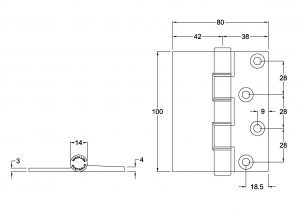 A143SNA - Aluminium Combination Butt Hinge - Image 2