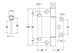 A173SNA - Aluminium Medium Duty Interfold Hinge - Loose Pin - Image 2
