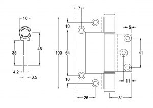 A174WHT - Aluminium Heavy Duty Interfold Hinge - Image 2