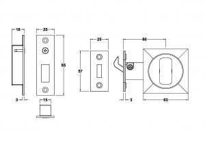 CLS623CP - Square Cavity Sliding Door Passage Lock - Image 2