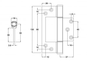 A105WHT - Aluminium Heavy Duty Interfold Hinge - Image 2