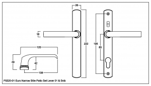 5500 Series Euro Narrow Stile Plate Door Furniture - Image 4