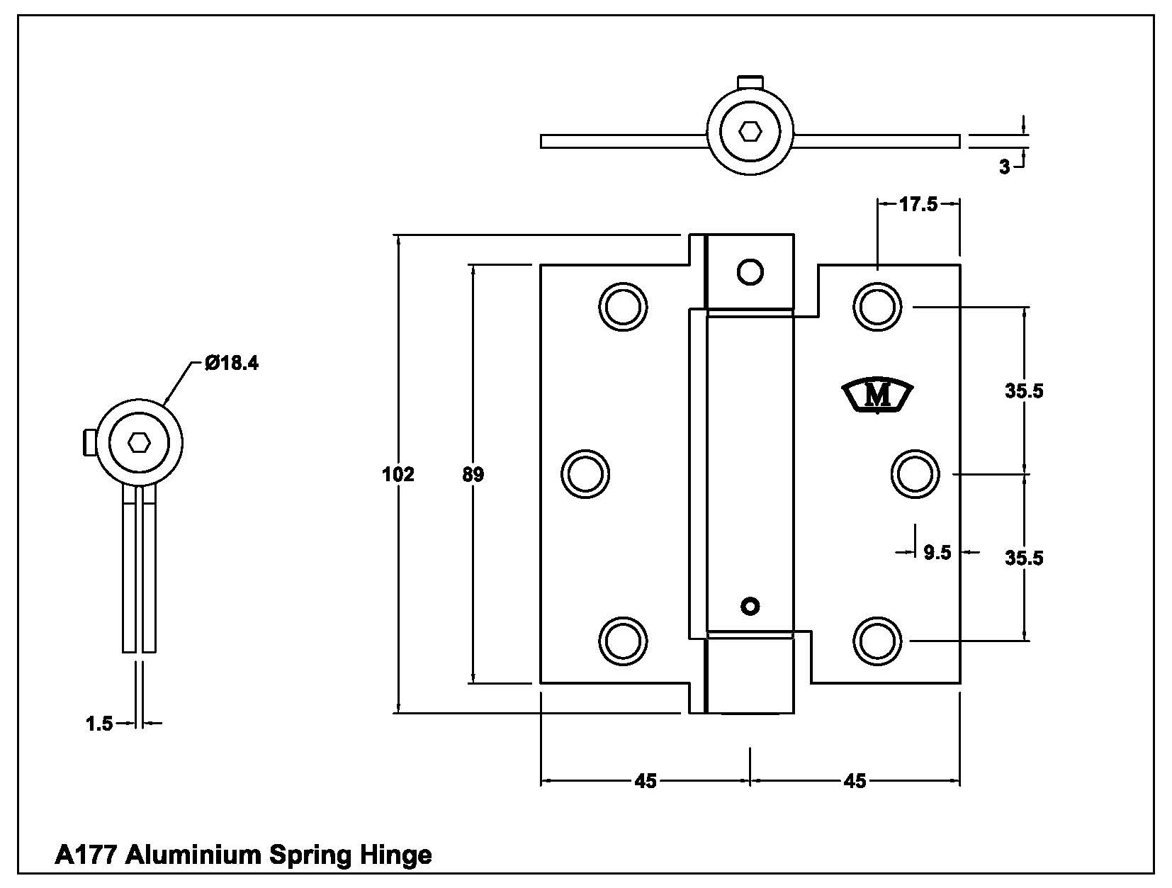 A177SNA Aluminium Spring Hinge Mccallum Hinges